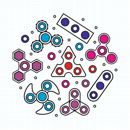 Hand Spinners illustration. Vector icons setのイラスト素材