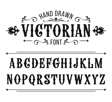 Hand drawn letters. Vector alphabet in Victorian styleのイラスト素材