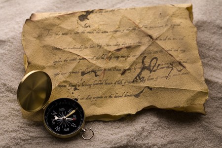 Compass and letterの写真素材