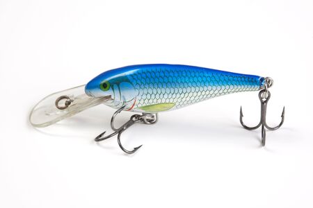 Fishing lures isolated on white の写真素材