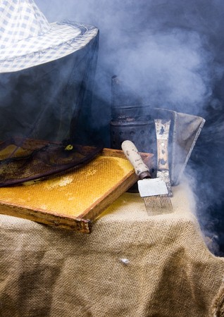 Beautiful yellow patch of healthy and tasty honeyの写真素材