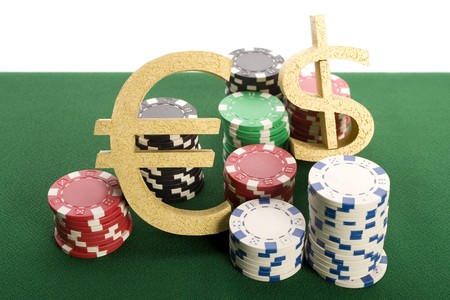 Euro sign and poker chipsの写真素材
