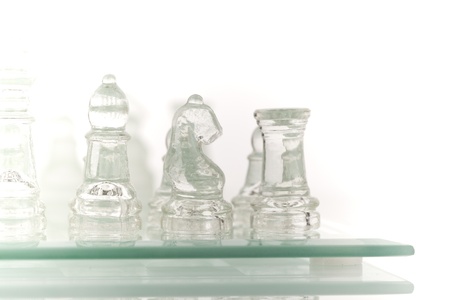Beautiful glass chess on a white background.の写真素材