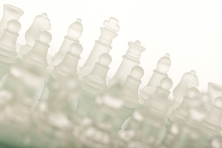Beautiful glass chess on a white background.の写真素材