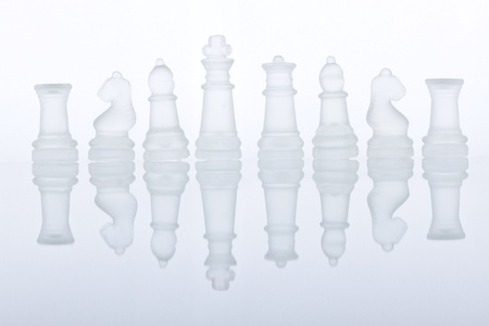 Beautiful glass chess on a glass countertop.の写真素材