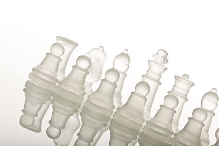 Gass chess on a glass countertop.の写真素材