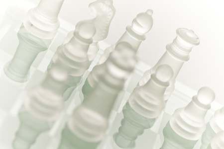 Gass chess on a glass countertop.の写真素材