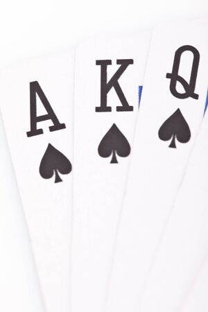 Poker cards on white background
