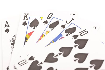 Poker cards on white background