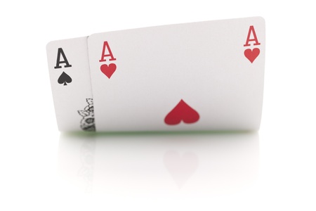 Poker cards on white background
