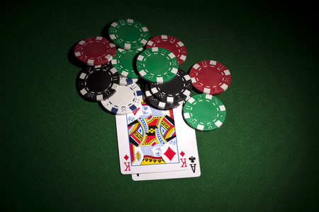Poker cards and gambling chipsのeditorial素材