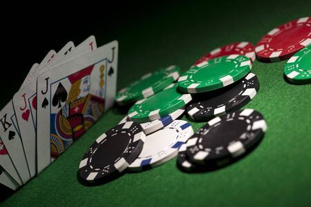 Poker cards and gambling chipsのeditorial素材