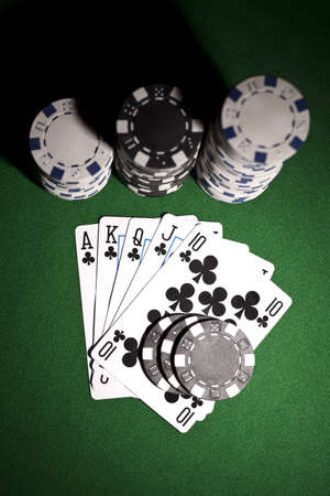 Poker cards and gambling chips