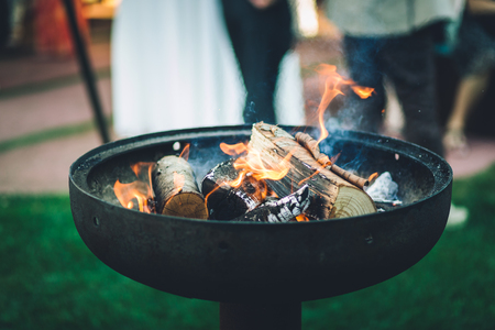 Grill on the garden. close-up