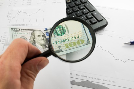 dynamics of exchange rates Dollar and euro chart. Business conceptの写真素材