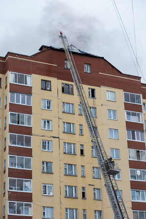 fire in an apartment building. Russia, Ufa - March 13 2016.のeditorial素材