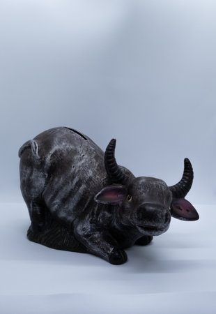 Decoration of a bull made of bronzeの写真素材
