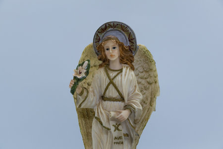 Ceramic piece of an angel with wingsの写真素材