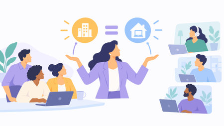 Manager hybrid team equity fairness flat vector art