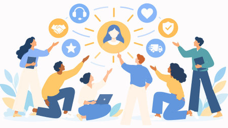 Customer centric culture service values flat vector