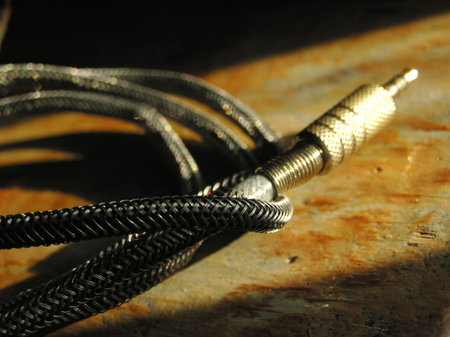 Audio cable on table