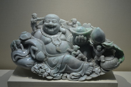 Green jade smile buddhaのeditorial素材