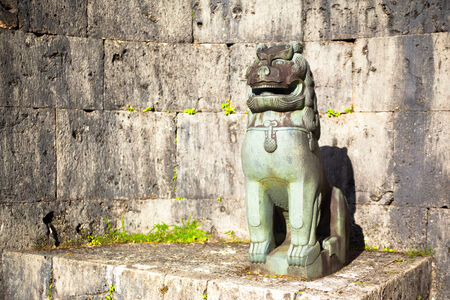 Shisa at Kankaimon, Shurijo , Okinawa,Japanのeditorial素材