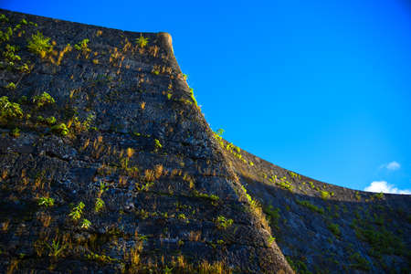 Smooth curve rampart and blue skyのeditorial素材