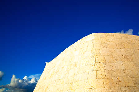 Smooth curve rampart and blue skyのeditorial素材