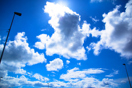 Blue sky with clouds, backgrounds