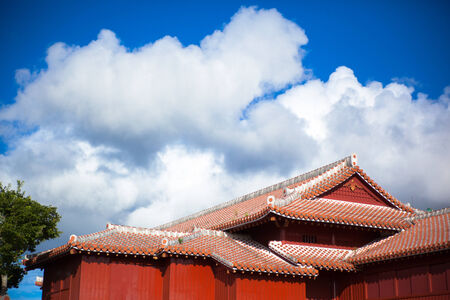 Stucco Roof of Shurei Gate, Okinawaのeditorial素材