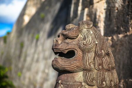 Profile of Shisa in Okinawa,Japanの写真素材