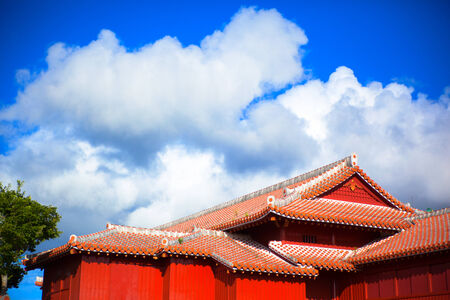 Stucco Roof of Shuri Castle, Okinawaのeditorial素材