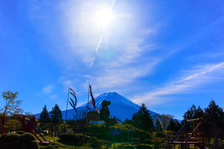 Sun shine and Mount Fuji の写真素材