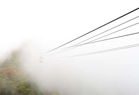 Ropeway in the Fogの写真素材
