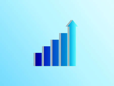 Gradation blue stair step to growth success, 3d render, progress way and forward achievement...