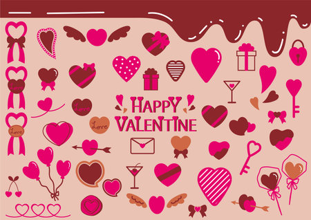 Valentine's Day Set Heart Chocolateのイラスト素材