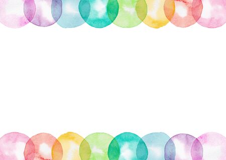 Colorful polka dot frame painted in watercolor.の写真素材
