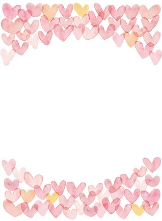 Heart frame painted in watercolorの写真素材