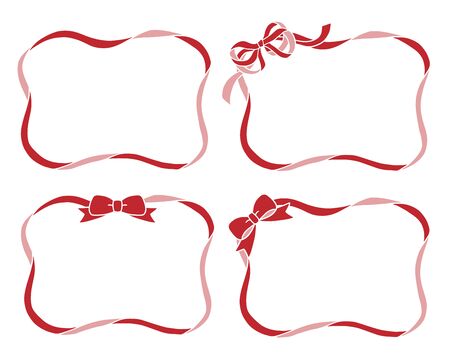 Ribbon and rose frame illustrationの写真素材