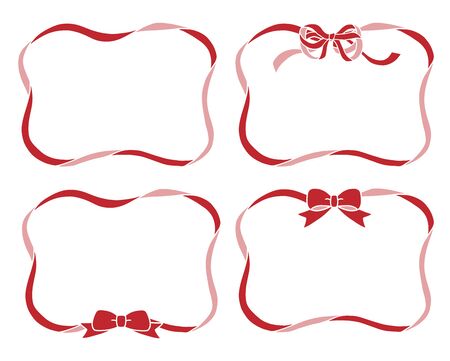 Ribbon and rose frame illustrationの写真素材