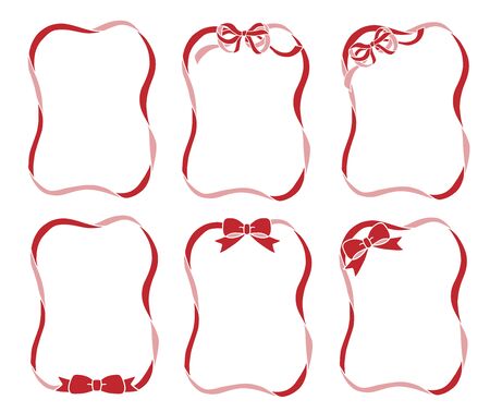 Ribbon and rose frame illustrationの写真素材