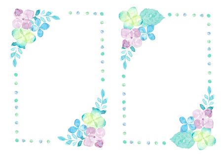 Illustration of hydrangea painted by watercolorのイラスト素材