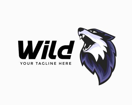 elegant wild Head wolf art roar logo design inspirationのイラスト素材