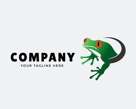frog come out from hole art logo design inspirationのイラスト素材