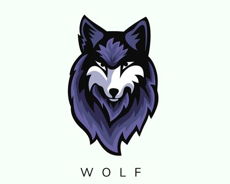 elegant head wolf front view art logo design inspirationのイラスト素材