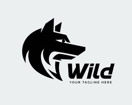 black head wolf Modern style logo design inspirationのイラスト素材
