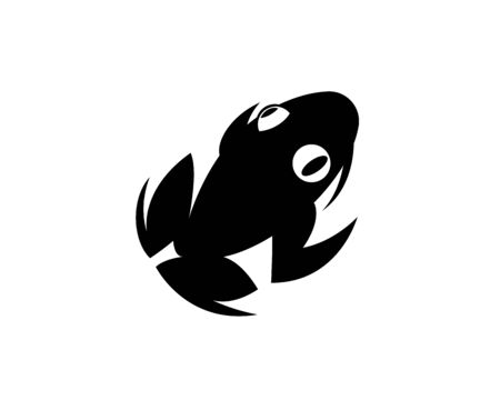 Simple black frog swimming art logo design inspirationのイラスト素材