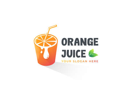 Sliced orange fresh juice logo templateのイラスト素材