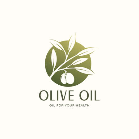 green olive oil circle logo designのイラスト素材